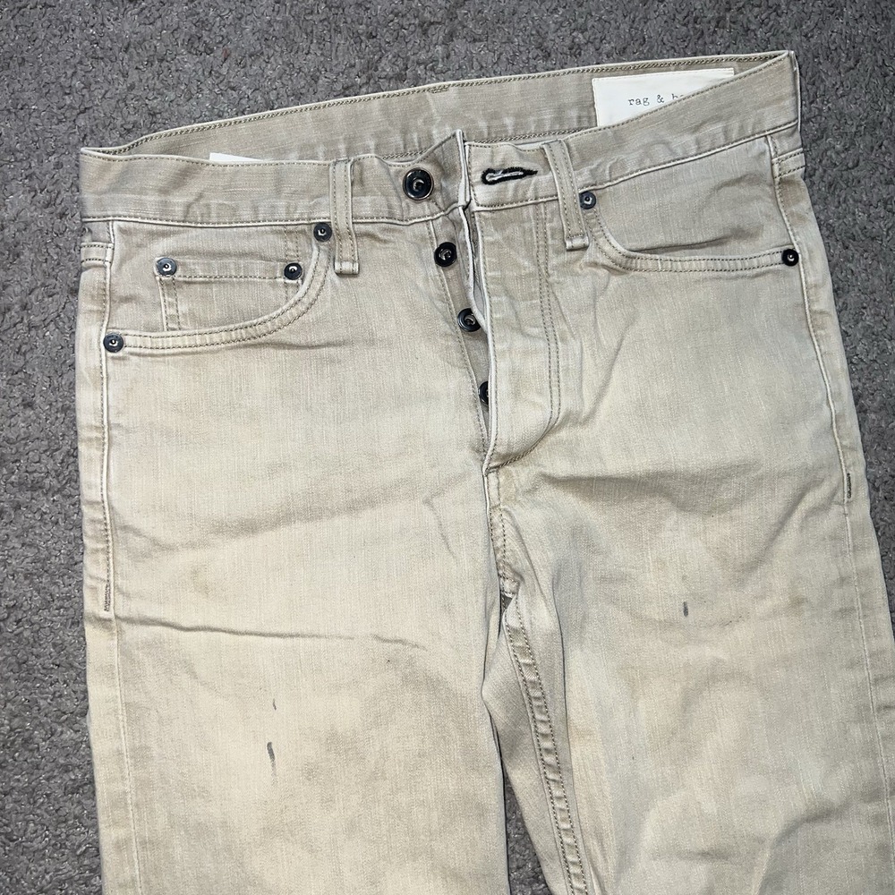 Rag & Bone Jeans Mens 29x32 Brown Khaki Fit 2 Slim Button Fly Denim Pants